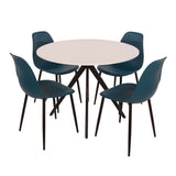 Wooden Dining Table in White Round With 4 Curve Chairs - Aspen