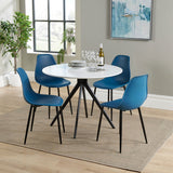 Wooden Dining Table in White Round With 4 Curve Chairs - Aspen