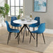 Wooden Dining Table in White Round With 4 Curve Chairs - Aspen