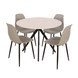 Wooden Dining Table in White Round With 4 Curve Chairs - Aspen