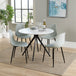 Wooden Dining Table in White Round With 4 Curve Chairs - Aspen