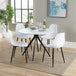 Wooden Dining Table in White Round With 4 Curve Chairs - Aspen