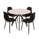 Wooden Dining Table in White Round With 4 Curve Chairs - Aspen