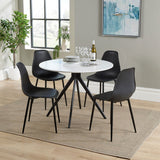 Wooden Dining Table in White Round With 4 Curve Chairs - Aspen