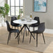 Wooden Dining Table in White Round With 4 Curve Chairs - Aspen