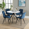 Wooden Dining Table in White Round With 4 Diamond Stitch Chairs - Aspen