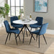 Wooden Dining Table in White Round With 4 Diamond Stitch Chairs - Aspen
