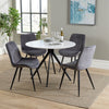 Wooden Dining Table in White Round With 4 Diamond Stitch Chairs - Aspen