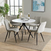 Wooden Dining Table in White Round With 4 Diamond Stitch Chairs - Aspen