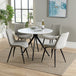 Wooden Dining Table in White Round With 4 Diamond Stitch Chairs - Aspen