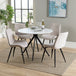 Wooden Dining Table in White Round With 4 Diamond Stitch Chairs - Aspen