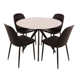 Wooden Dining Table in White Round With 4 Duo Chairs - Aspen