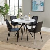Wooden Dining Table in White Round With 4 Duo Chairs - Aspen