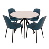 Wooden Dining Table in White Round With 4 Duo Chairs - Aspen