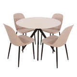 Wooden Dining Table in White Round With 4 Duo Chairs - Aspen
