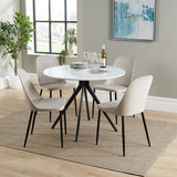 Wooden Dining Table in White Round With 4 Duo Chairs - Aspen