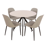 Wooden Dining Table in White Round With 4 Duo Chairs - Aspen