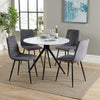Wooden Dining Table in White Round With 4 Straight Stitch Chairs - Aspen