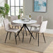 Wooden Dining Table in White Round With 4 Straight Stitch Chairs - Aspen