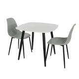 Wooden Dining Table in White Square With 2 Curve Chairs - Aspen
