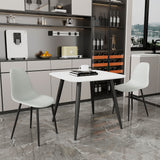 Wooden Dining Table in White Square With 2 Curve Chairs - Aspen