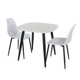 Wooden Dining Table in White Square With 2 Curve Chairs - Aspen