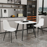 Wooden Dining Table in White Square With 2 Curve Chairs - Aspen