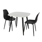 Wooden Dining Table in White Square With 2 Curve Chairs - Aspen