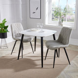 Wooden Dining Table in White Square With 2 Diamond Stitch Chairs - Aspen