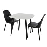 Wooden Dining Table in White Square With 2 Duo Chairs - Aspen