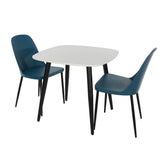 Wooden Dining Table in White Square With 2 Duo Chairs - Aspen