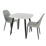Wooden Dining Table in White Square With 2 Duo Chairs - Aspen
