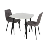 Wooden Dining Table in White Square With 2 Straight Stitch Chairs - Aspen