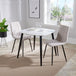 Wooden Dining Table in White Square With 2 Straight Stitch Chairs - Aspen