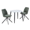 Wooden Dining Table in White Square With 2 Swivel Chairs - Aspen