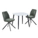 Wooden Dining Table in White Square With 2 Swivel Chairs - Aspen