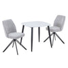 Wooden Dining Table in White Square With 2 Swivel Chairs - Aspen