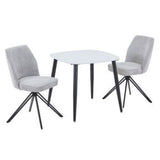 Wooden Dining Table in White Square With 2 Swivel Chairs - Aspen