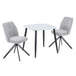Wooden Dining Table in White Square With 2 Swivel Chairs - Aspen