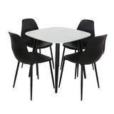 Wooden Dining Table in White Square With 4 Curve Chairs - Aspen