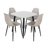 Wooden Dining Table in White Square With 4 Curve Chairs - Aspen