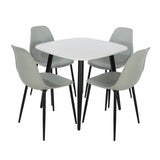 Wooden Dining Table in White Square With 4 Curve Chairs - Aspen