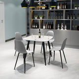 Wooden Dining Table in White Square With 4 Curve Chairs - Aspen