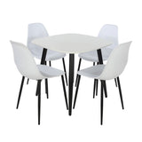 Wooden Dining Table in White Square With 4 Curve Chairs - Aspen
