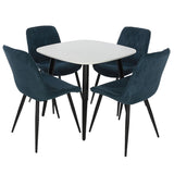 Wooden Dining Table in White Square With 4 Diamond Stitch Chairs - Aspen