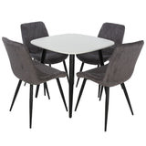 Wooden Dining Table in White Square With 4 Diamond Stitch Chairs - Aspen