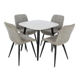 Wooden Dining Table in White Square With 4 Diamond Stitch Chairs - Aspen