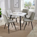 Wooden Dining Table in White Square With 4 Diamond Stitch Chairs - Aspen