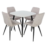 Wooden Dining Table in White Square With 4 Diamond Stitch Chairs - Aspen