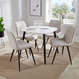 Wooden Dining Table in White Square With 4 Diamond Stitch Chairs - Aspen